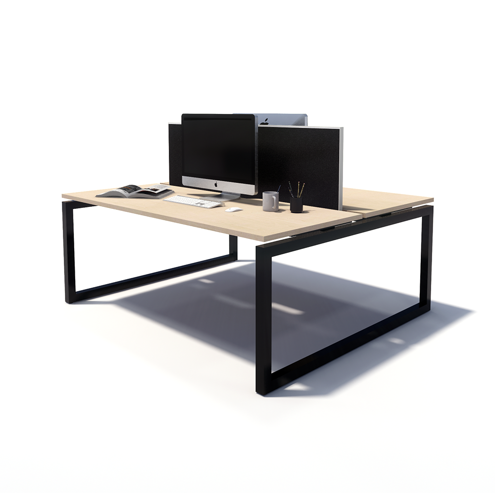 Gen O 2 Person Back to Back Black Frame Workstation