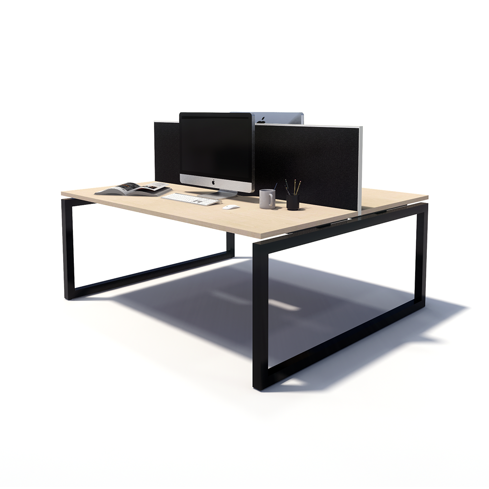 Gen O 2 Person Back to Back Black Frame Workstation