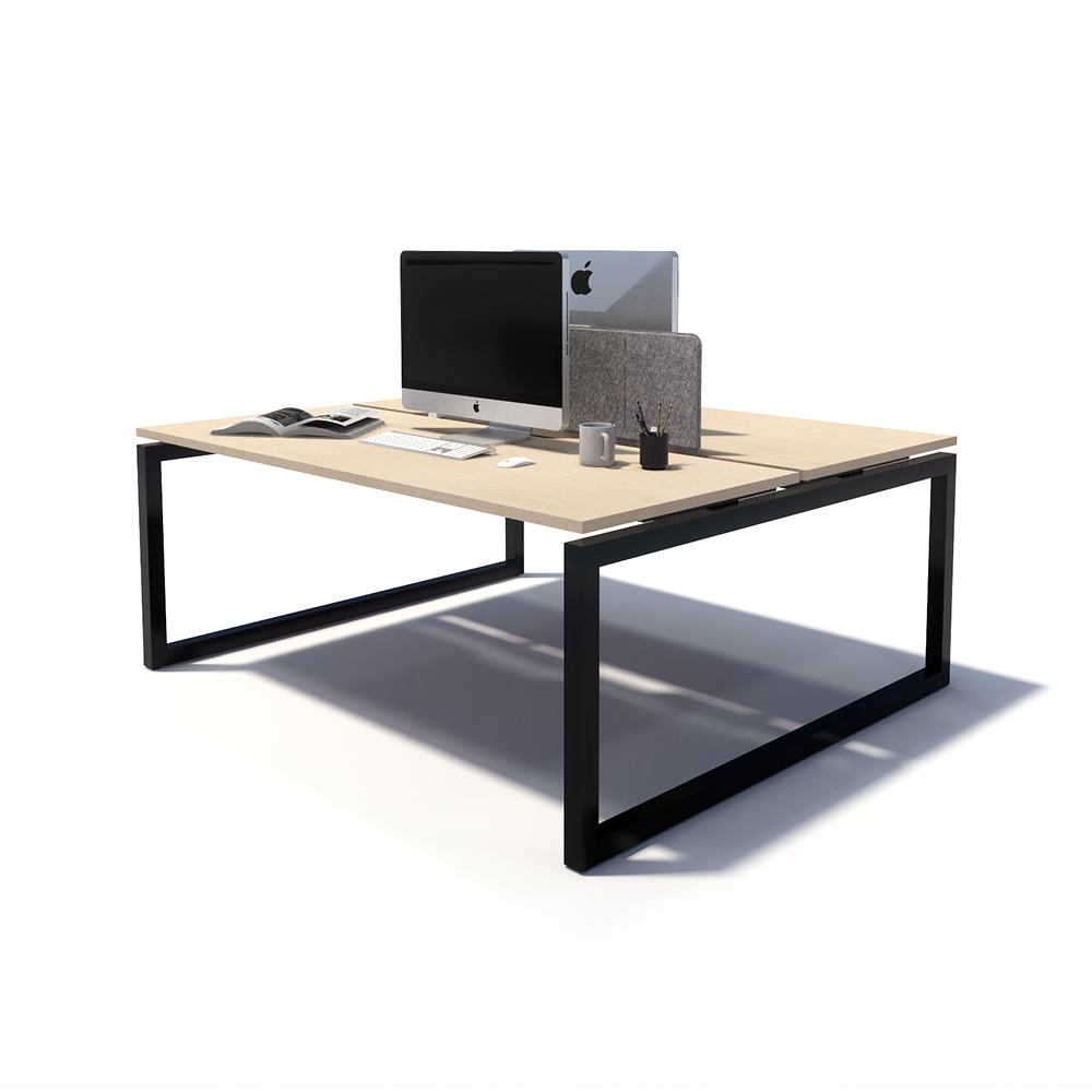 Gen O 2 Person Back to Back Black Frame Workstation