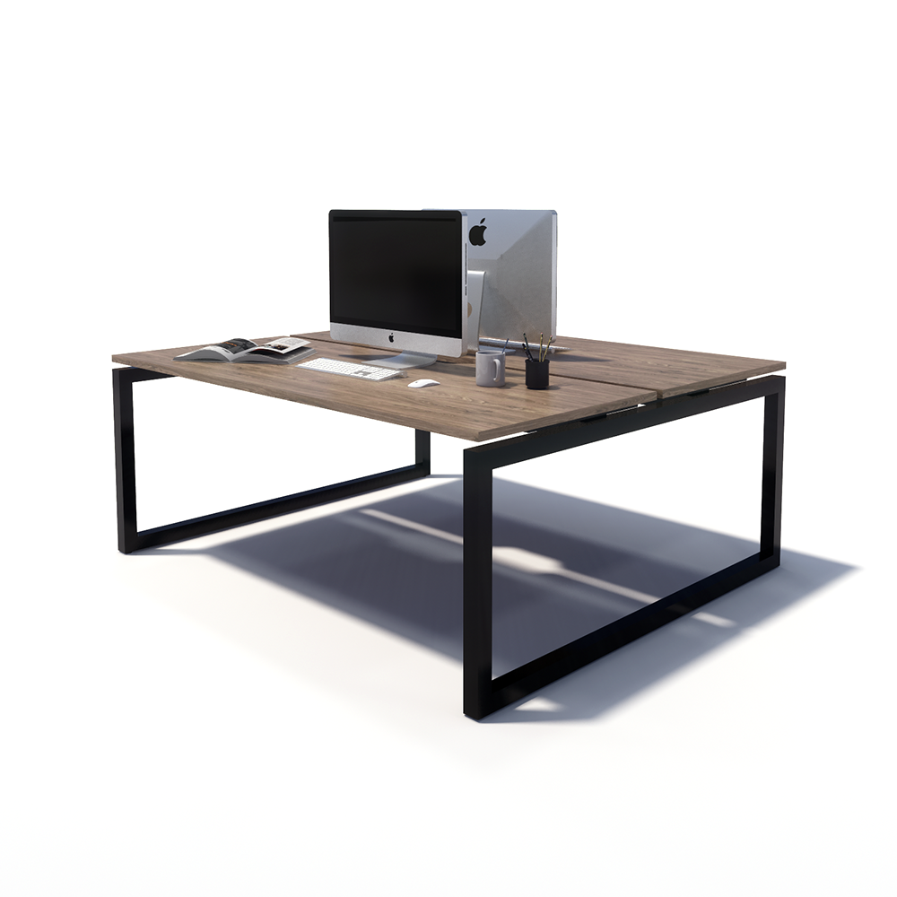 Gen O 2 Person Back to Back Black Frame Workstation