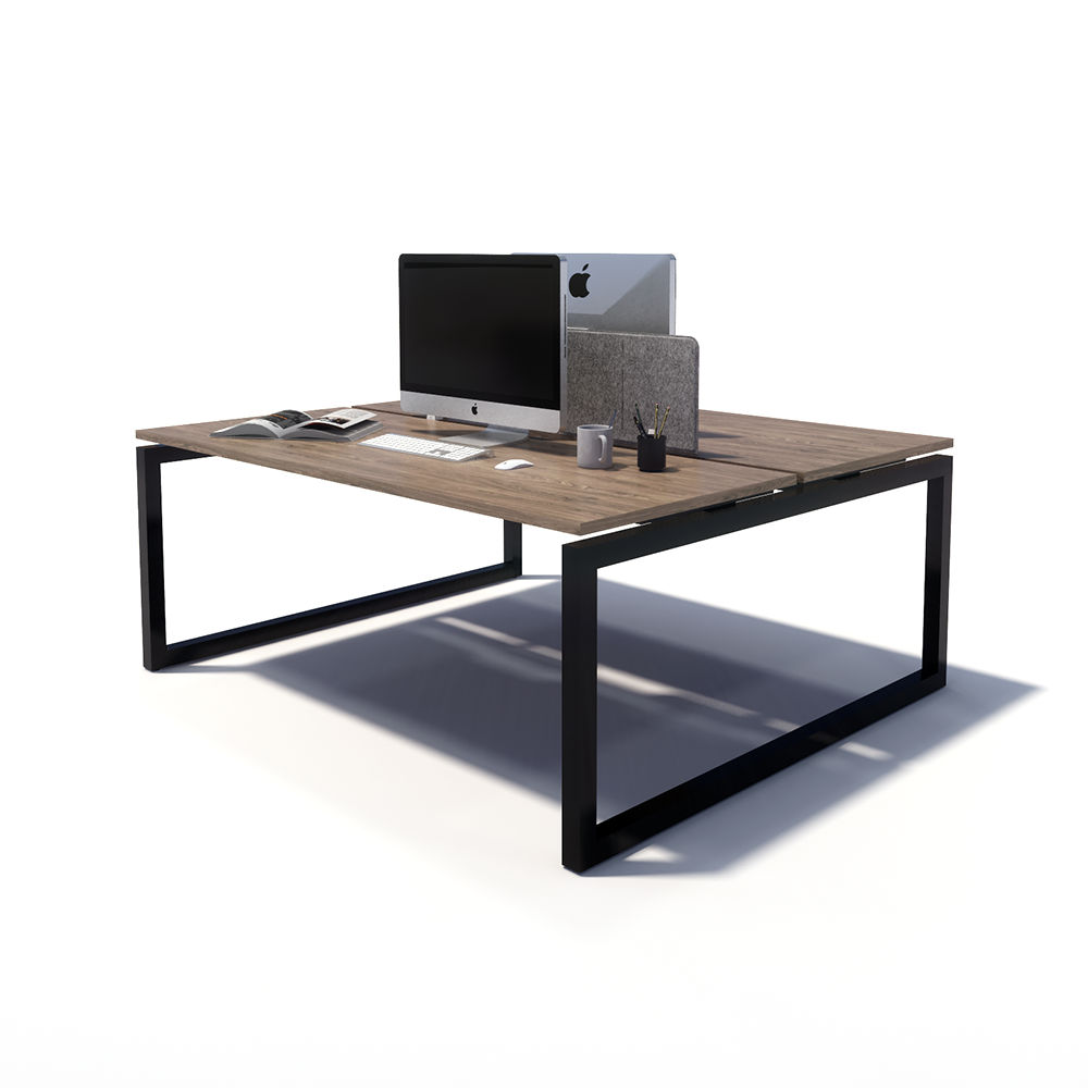 Gen O 2 Person Back to Back Black Frame Workstation