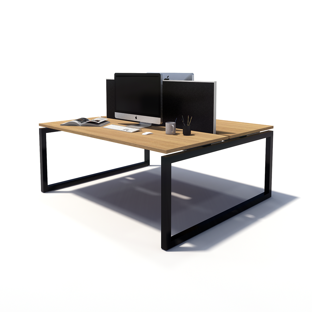 Gen O 2 Person Back to Back Black Frame Workstation