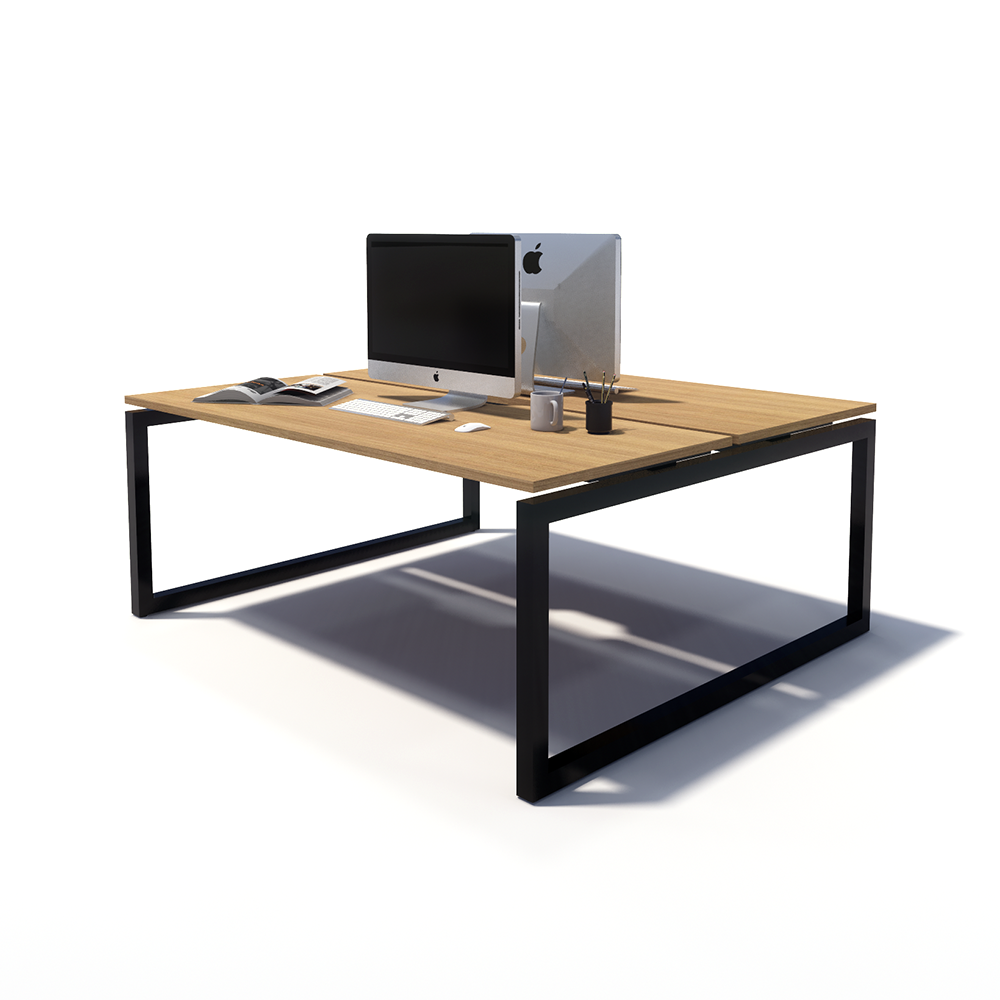 Gen O 2 Person Back to Back Black Frame Workstation