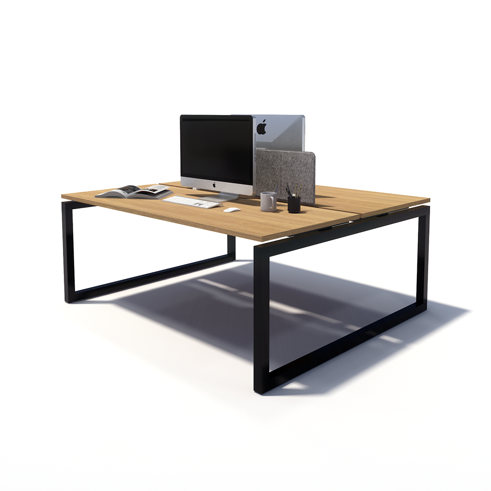 Gen O 2 Person Back to Back Black Frame Workstation