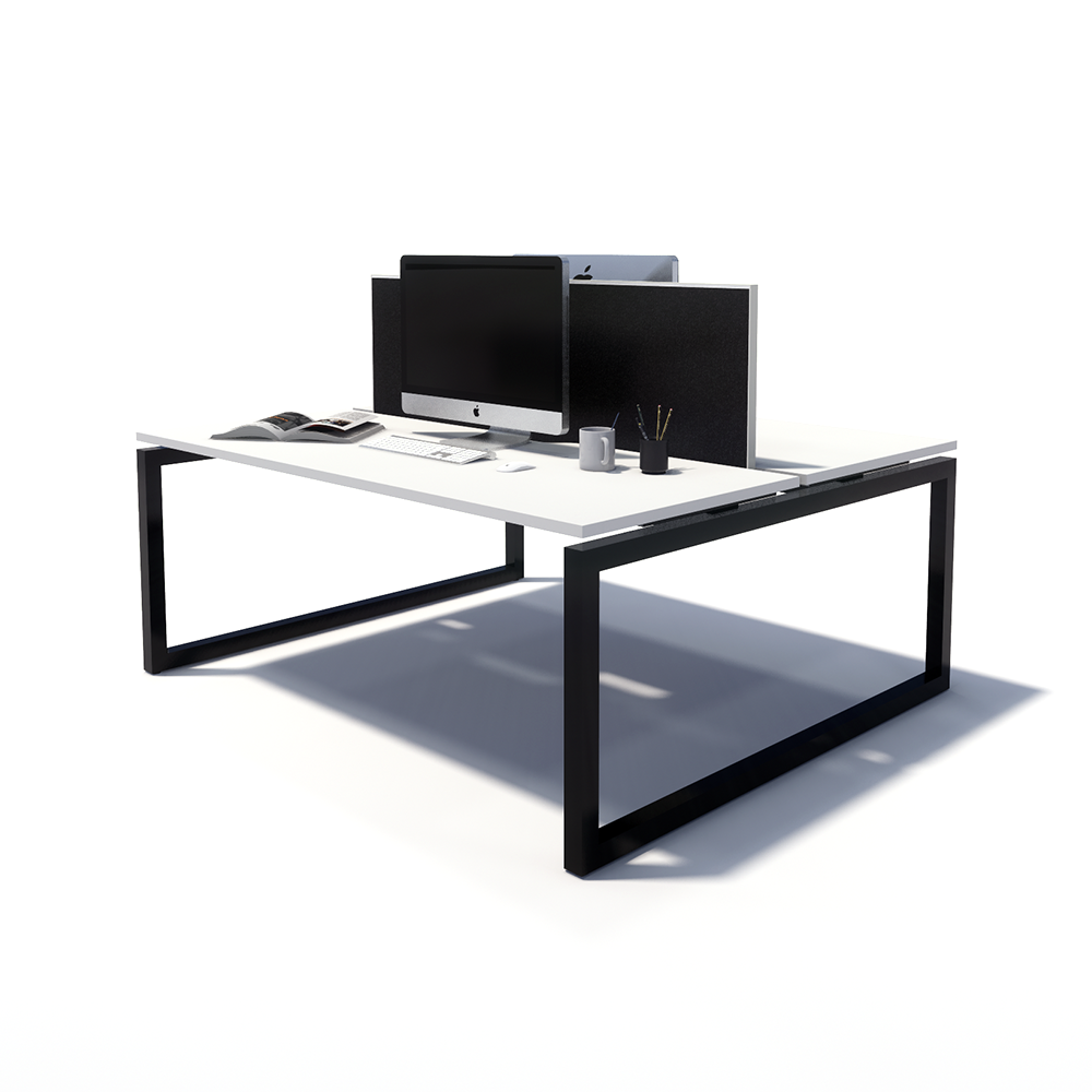 Gen O 2 Person Back to Back Black Frame Workstation