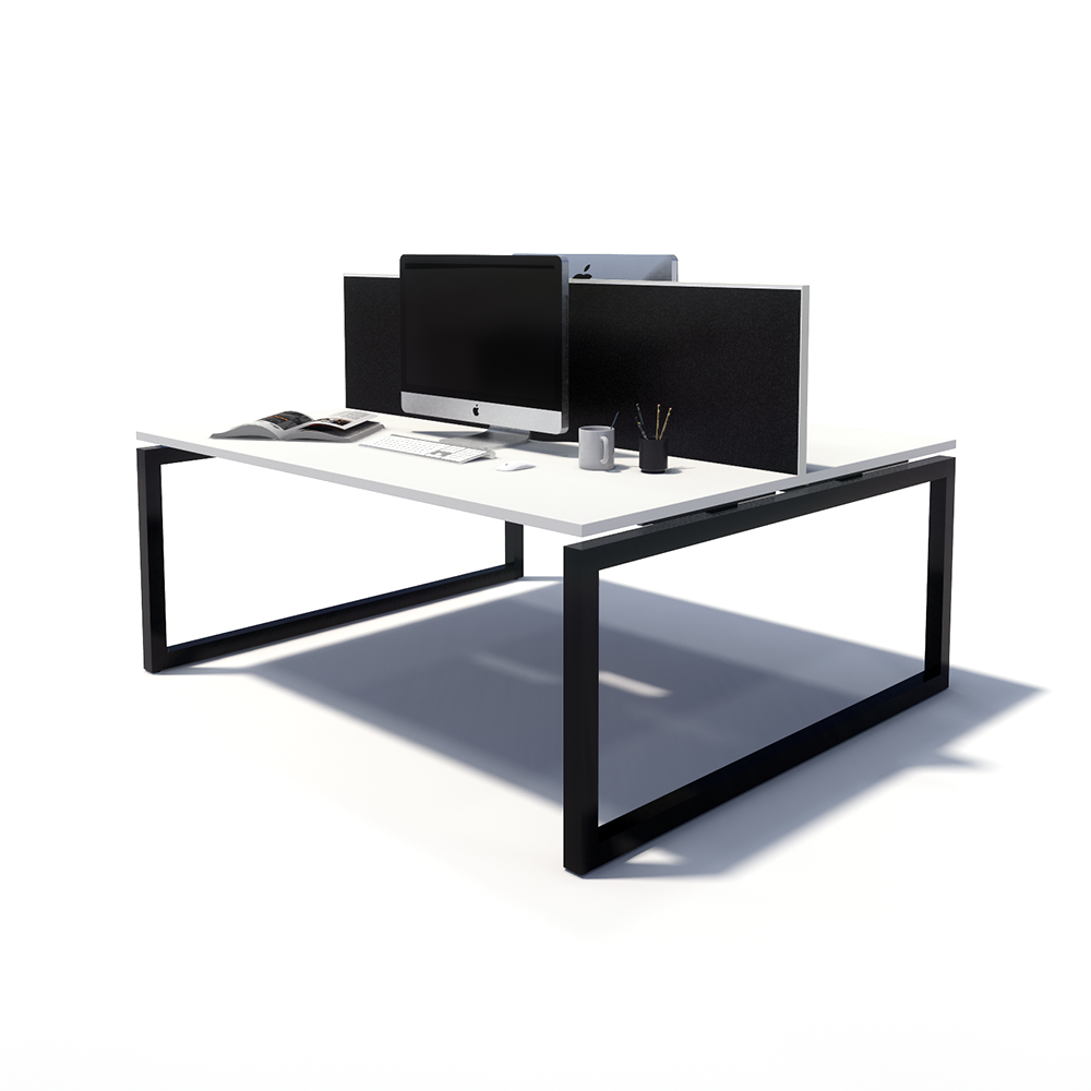 Gen O 2 Person Back to Back Black Frame Workstation
