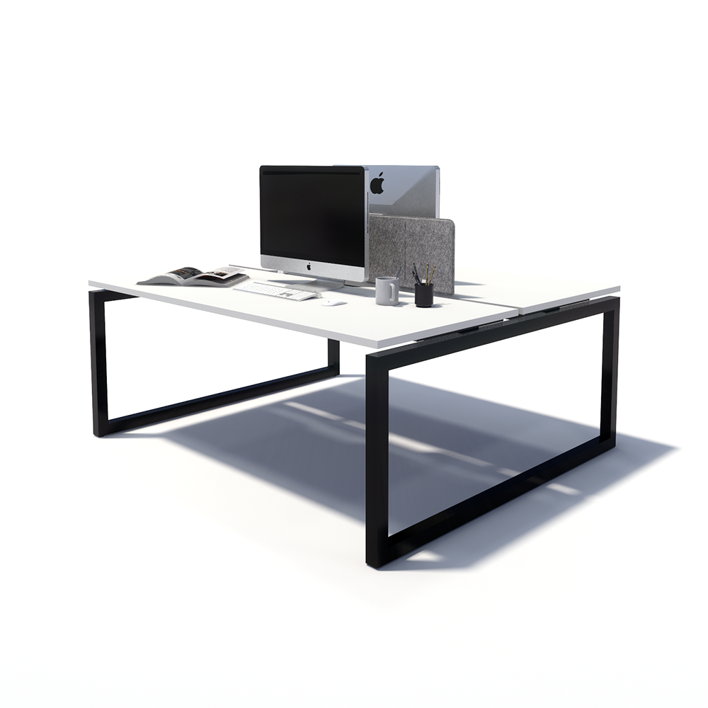 Gen O 2 Person Back to Back Black Frame Workstation