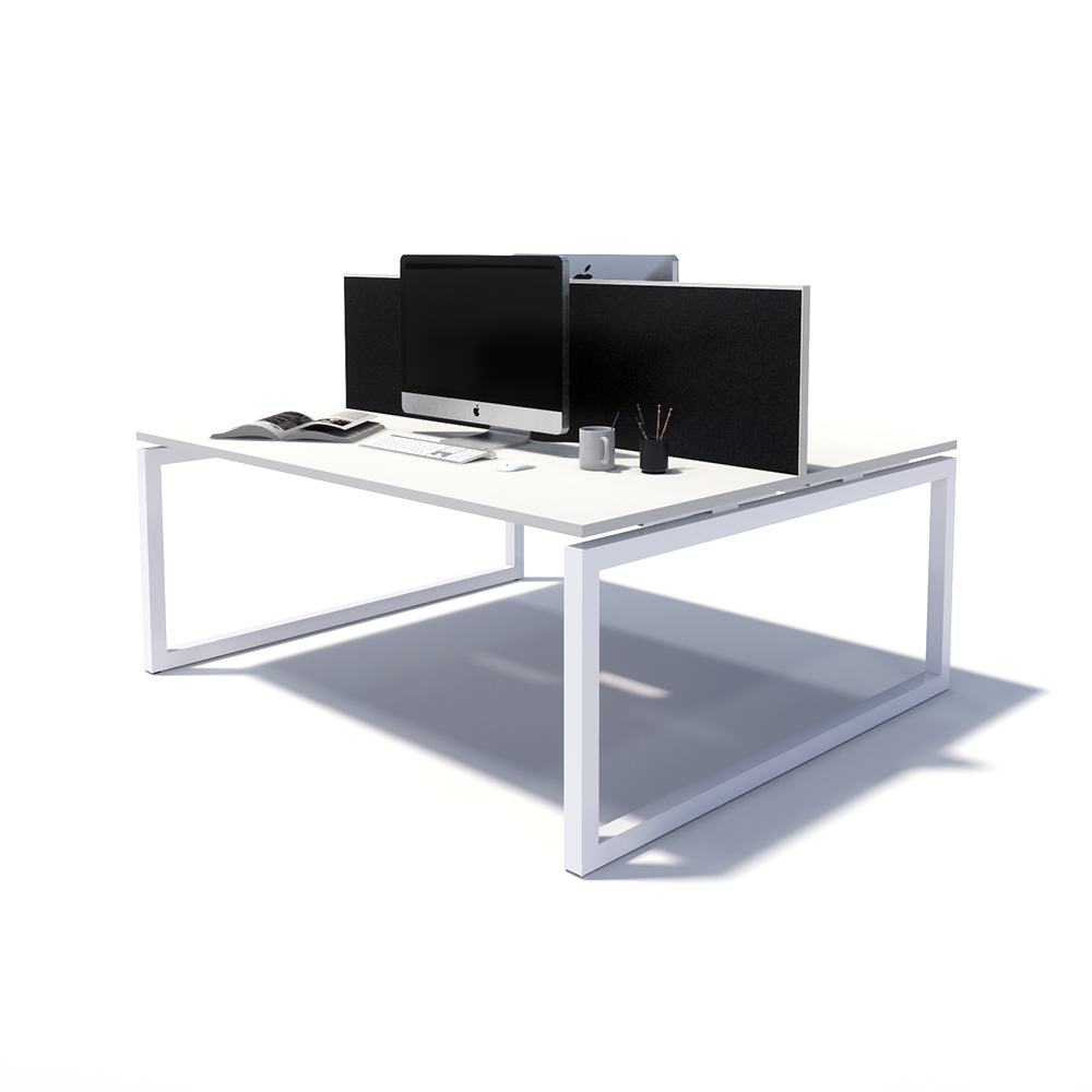 Gen O 2 Person Back to Back White Frame Workstation