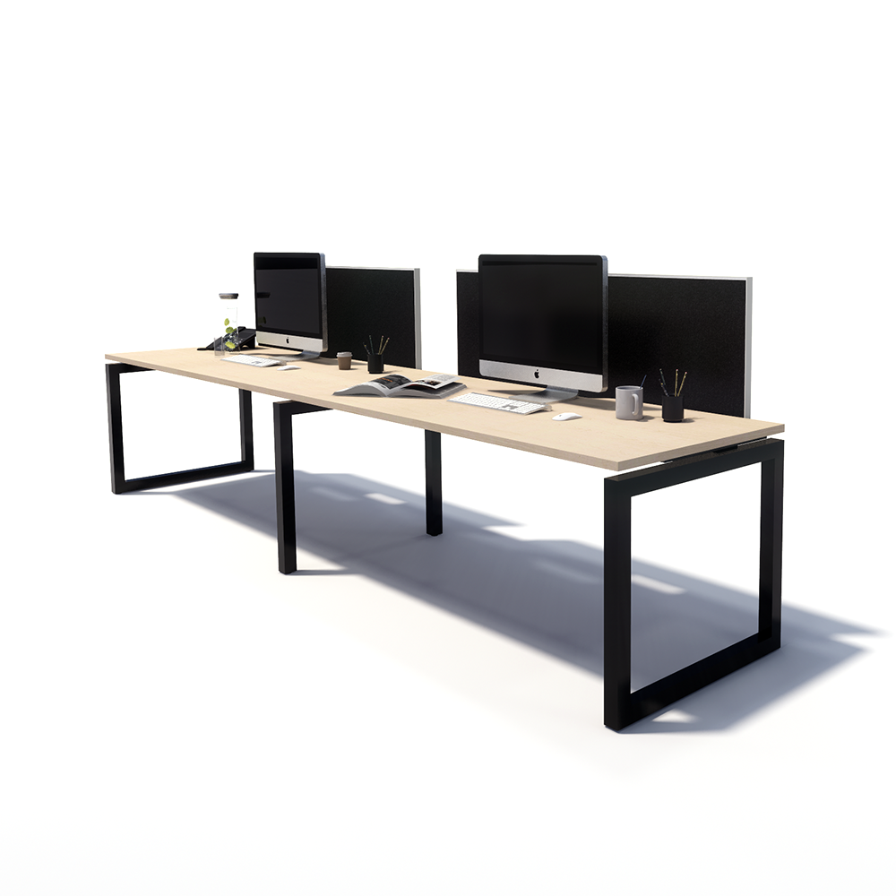 Gen O 2 Person Side by Side Black Frame Workstation