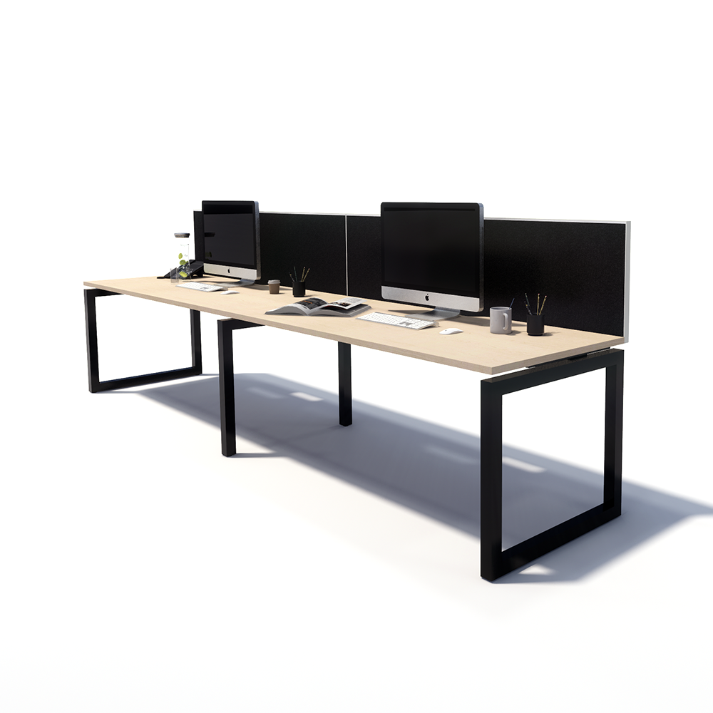 Gen O 2 Person Side by Side Black Frame Workstation