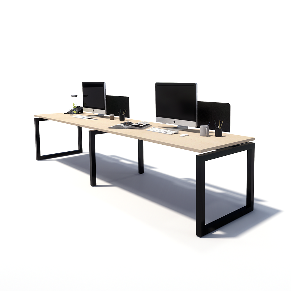 Gen O 2 Person Side by Side Black Frame Office Workstation