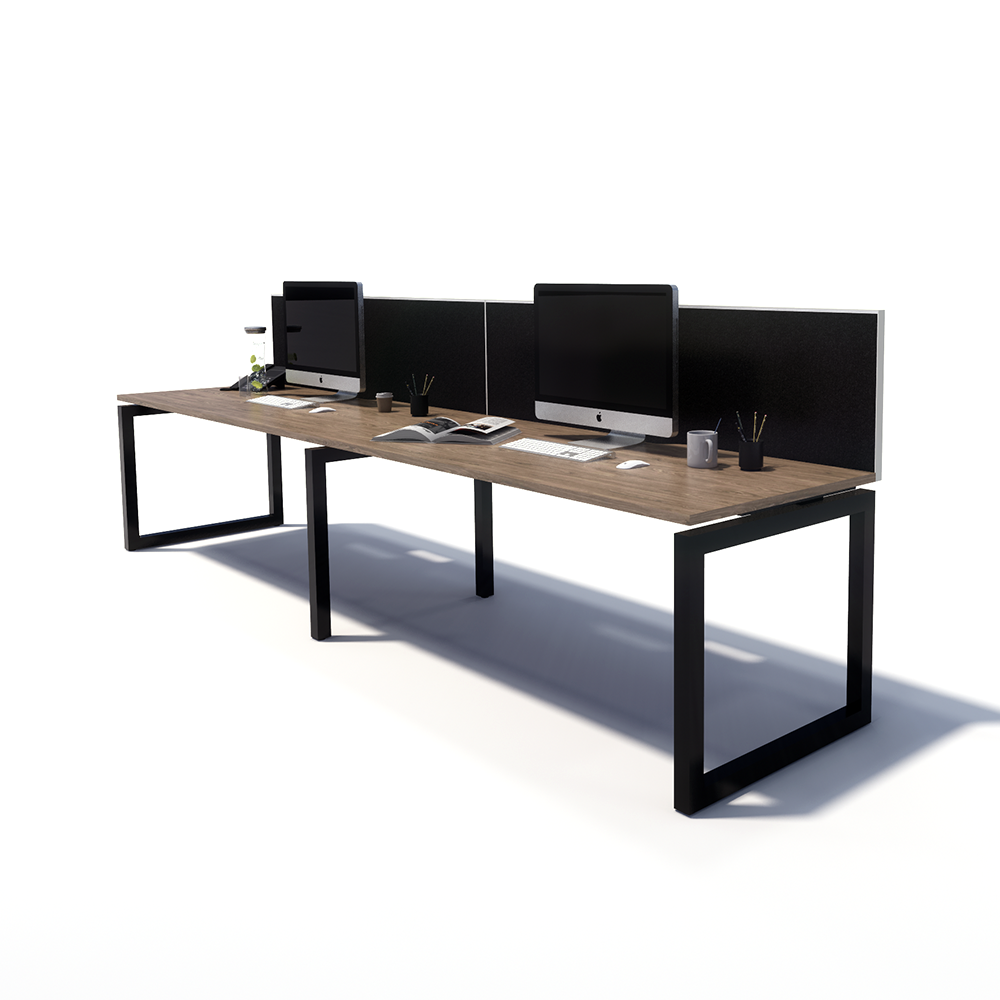 Gen O 2 Person Side by Side Black Frame Workstation