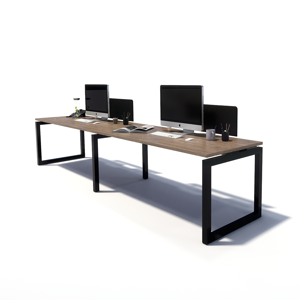 Gen O 2 Person Side by Side Black Frame Office Workstation