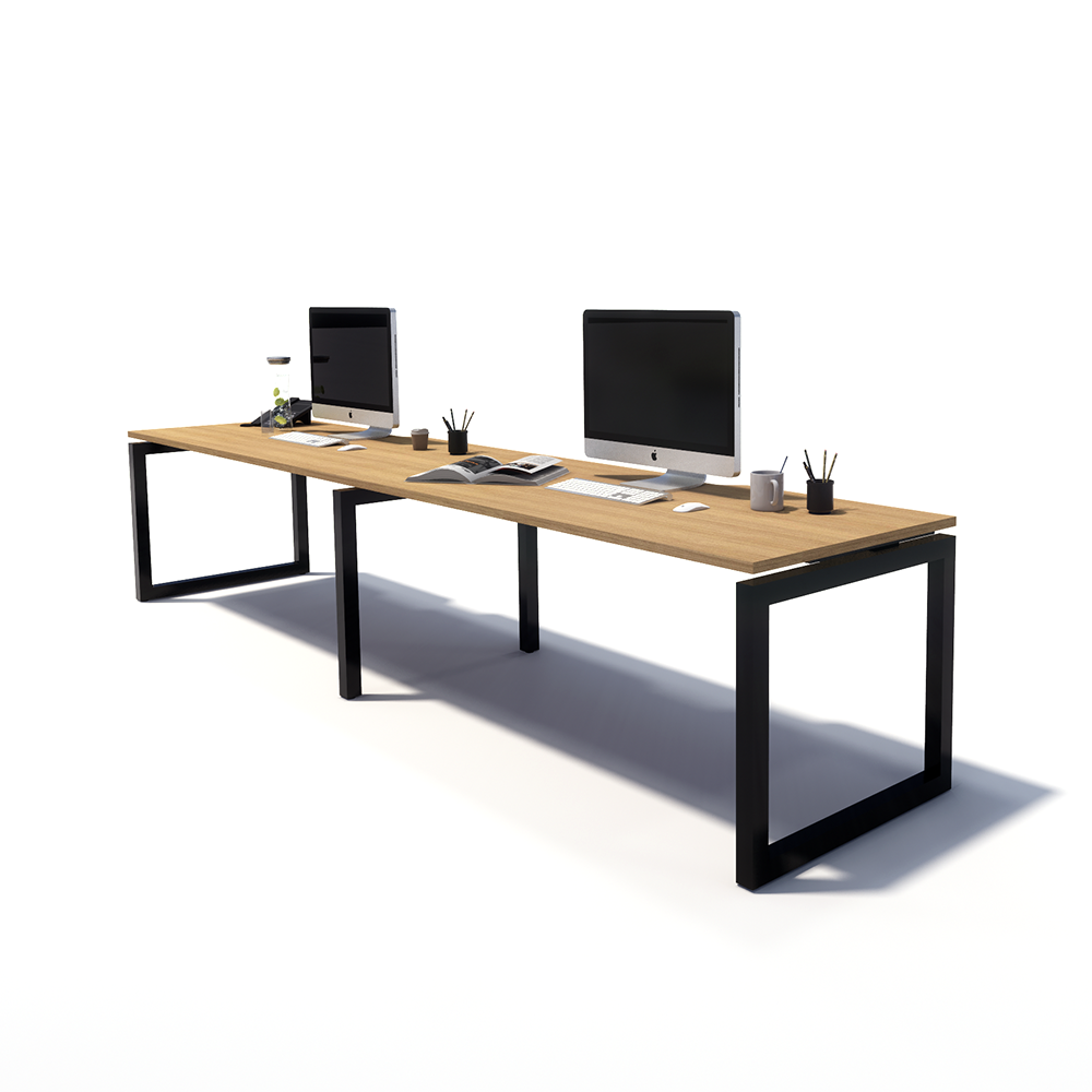 Gen O 2 Person Side by Side Black Frame Office Workstation