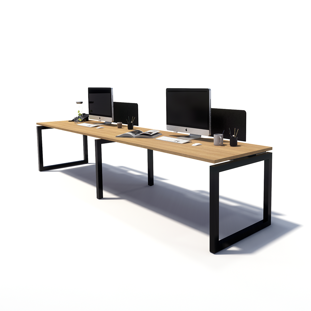 Gen O 2 Person Side by Side Black Frame Office Workstation