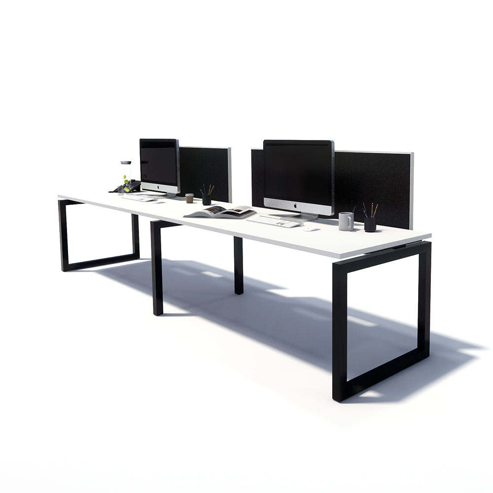 Gen O 2 Person Side by Side Black Frame Workstation