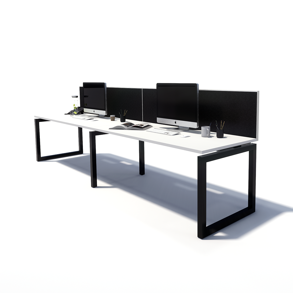 Gen O 2 Person Side by Side Black Frame Workstation