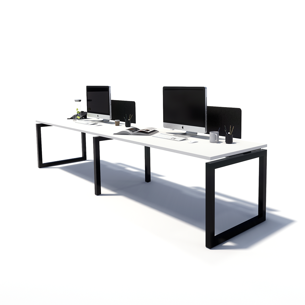 Gen O 2 Person Side by Side Black Frame Office Workstation