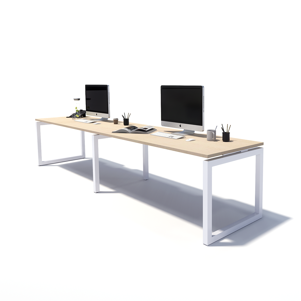 Gen O 2 Person Side by Side White Frame Workstation