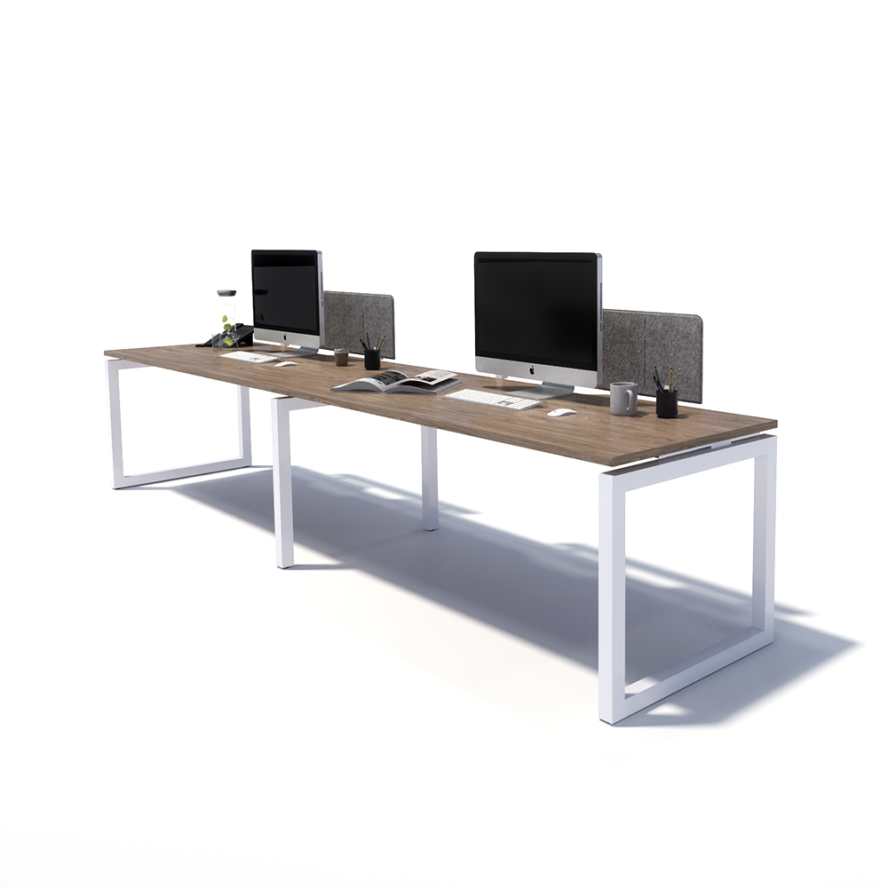 Gen O 2 Person Side by Side White Frame Workstation