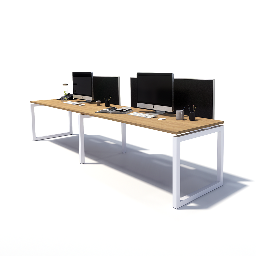 Gen O 2 Person Side by Side White Frame Workstation