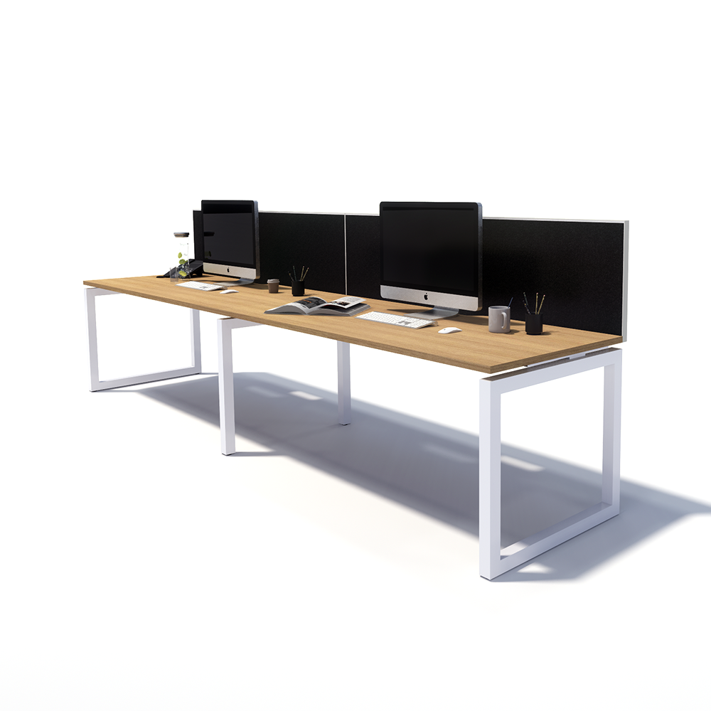 Gen O 2 Person Side by Side White Frame Workstation