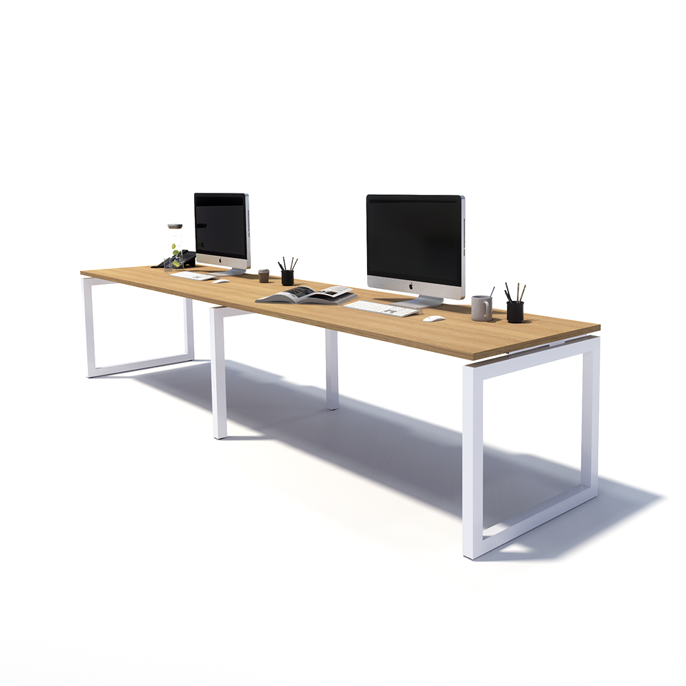Gen O 2 Person Side by Side White Frame Workstation