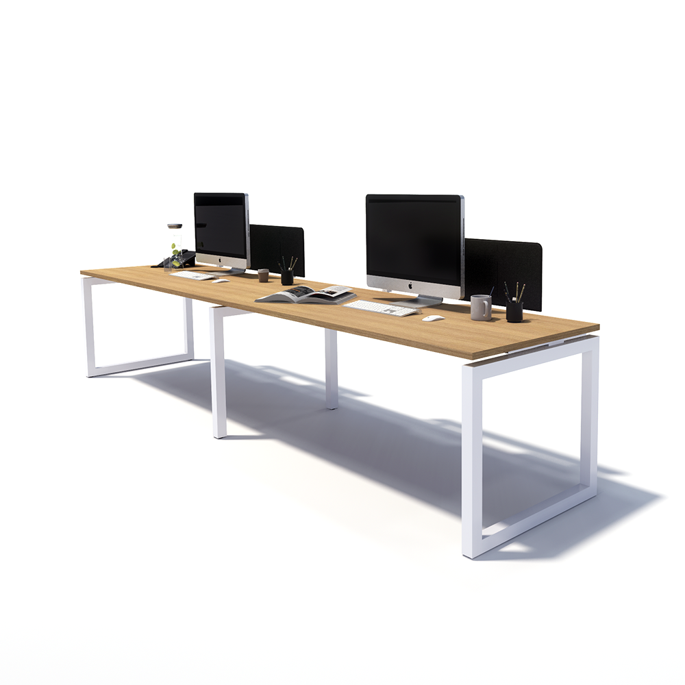 Gen O 2 Person Side by Side White Frame Workstation