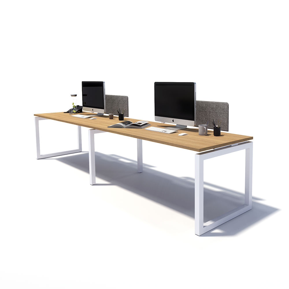 Gen O 2 Person Side by Side White Frame Workstation