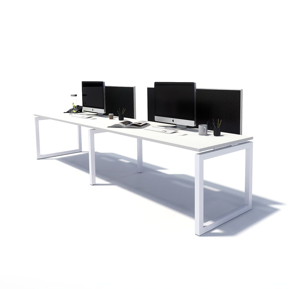 Gen O 2 Person Side by Side White Frame Workstation