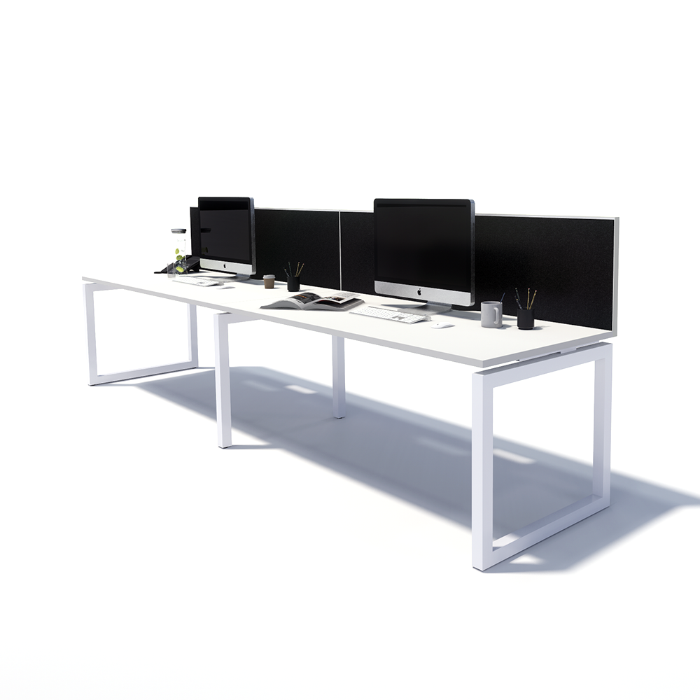 Gen O 2 Person Side by Side White Frame Workstation