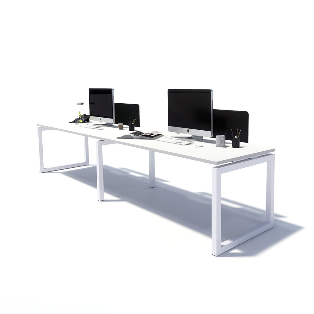 Gen O 2 Person Side by Side White Frame Workstation
