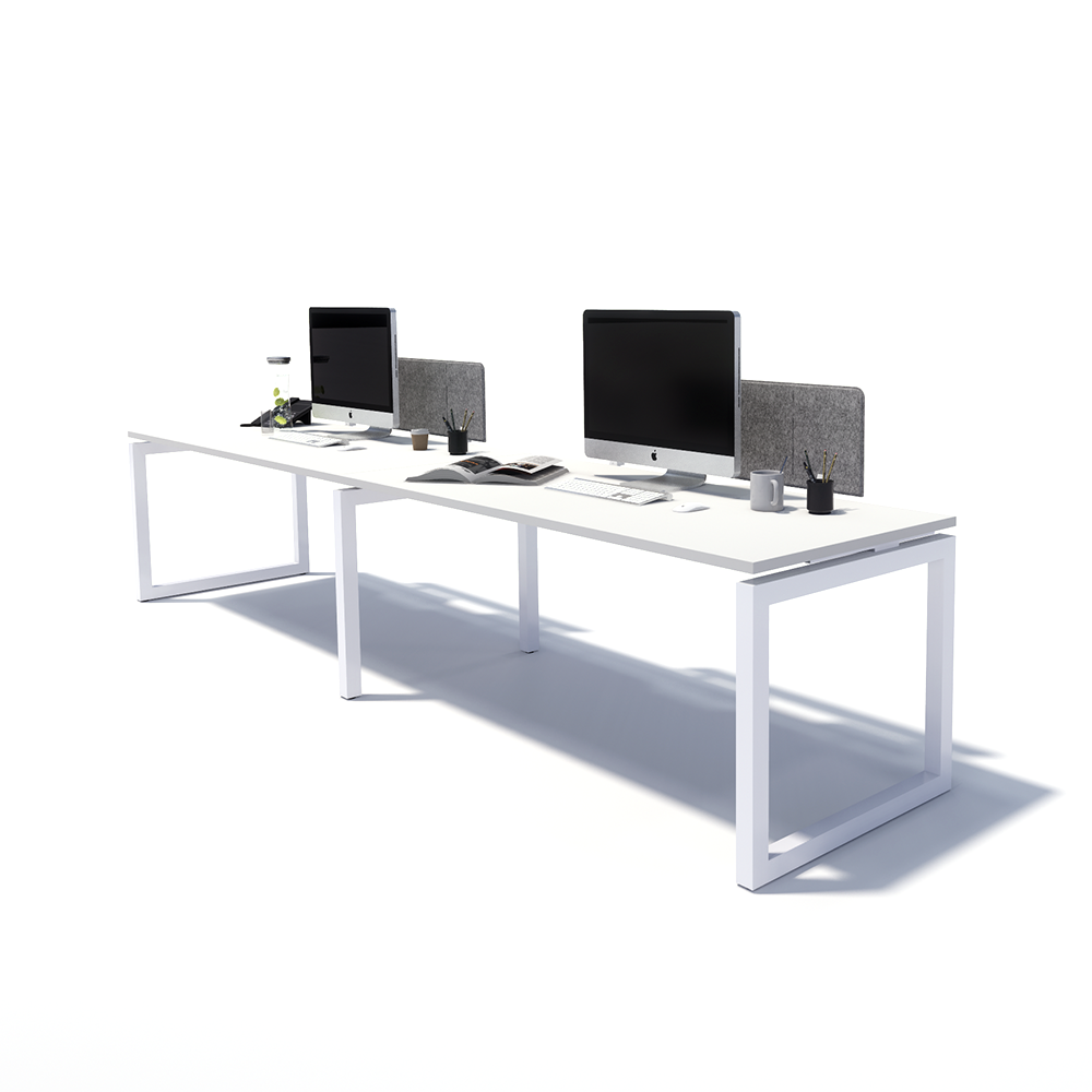 Gen O 2 Person Side by Side White Frame Workstation