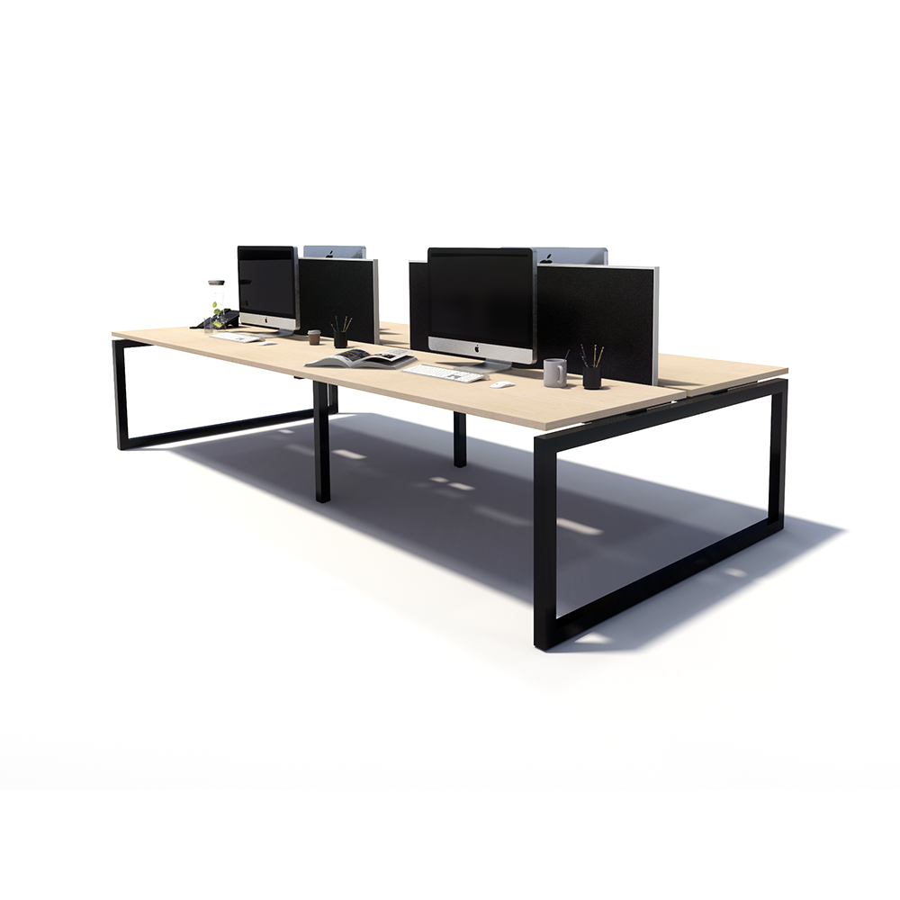 Gen O 4 Person Back to Back Black Frame Workstation