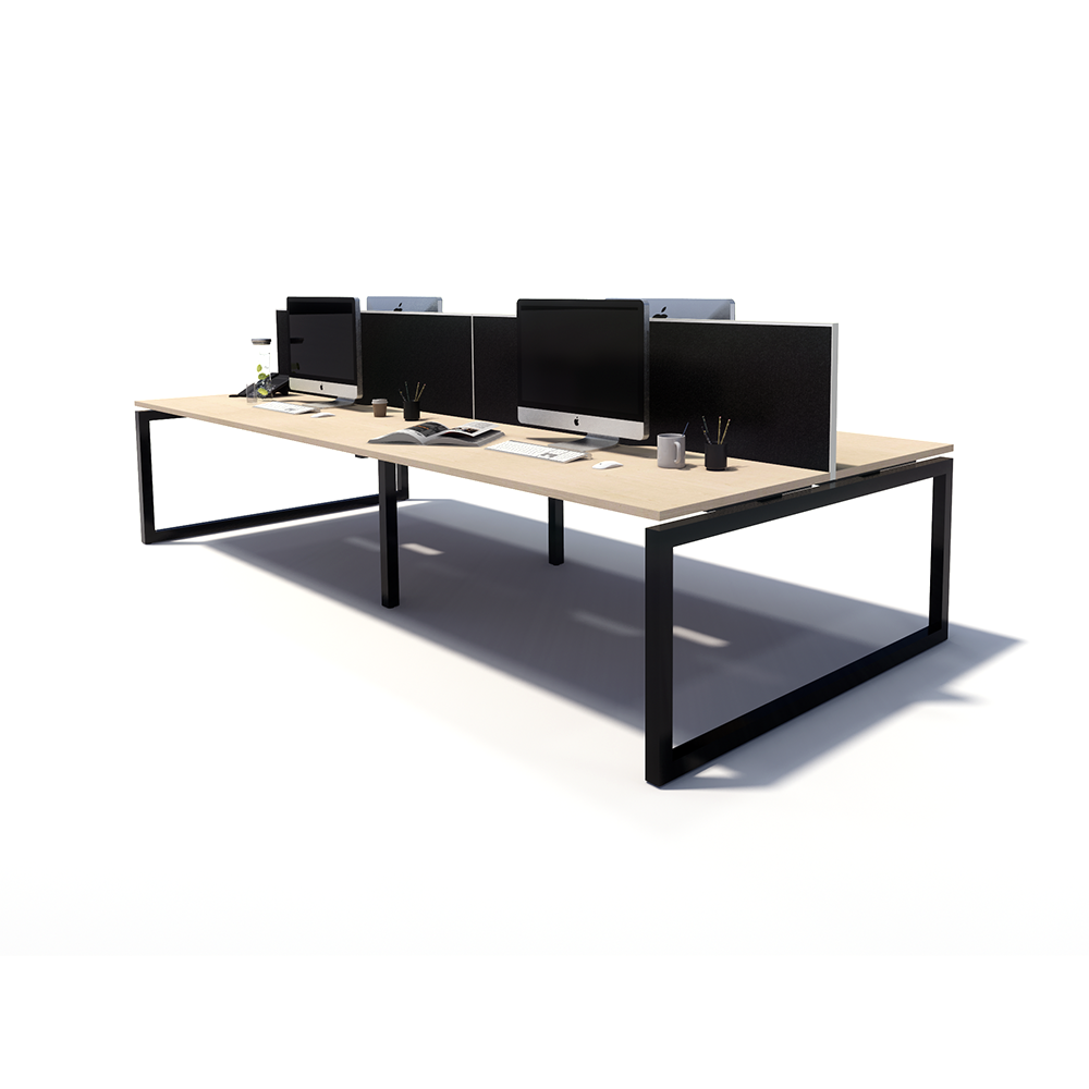 Gen O 4 Person Back to Back Black Frame Workstation