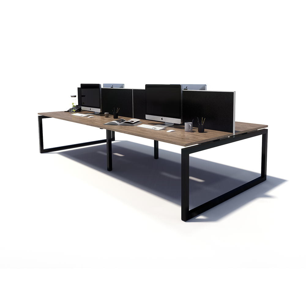 Gen O 4 Person Back to Back Black Frame Workstation