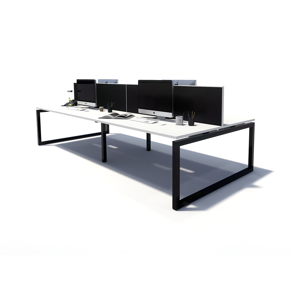 Gen O 4 Person Back to Back Black Frame Workstation