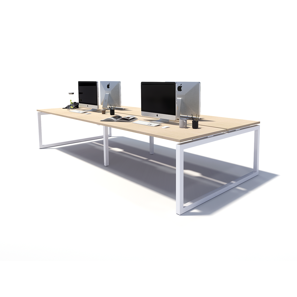 Gen O 4 Person Back to Back White Frame Workstation