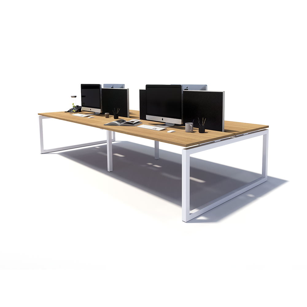 Gen O 4 Person Back to Back White Frame Workstation