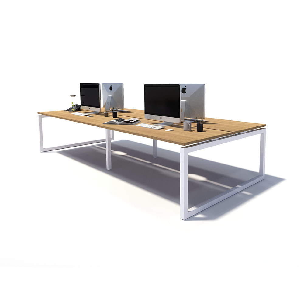 Gen O 4 Person Back to Back White Frame Workstation