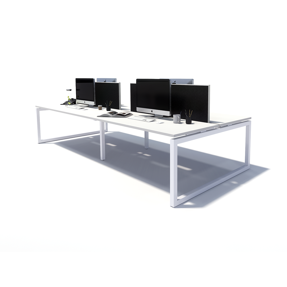 Gen O 4 Person Back to Back White Frame Workstation