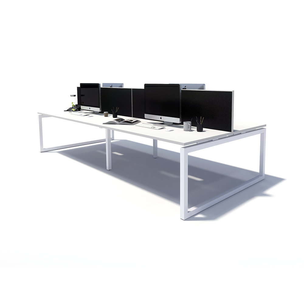 Gen O 4 Person Back to Back White Frame Workstation