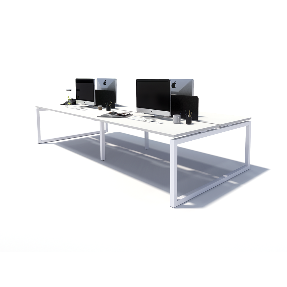 Gen O 4 Person Back to Back White Frame Workstation