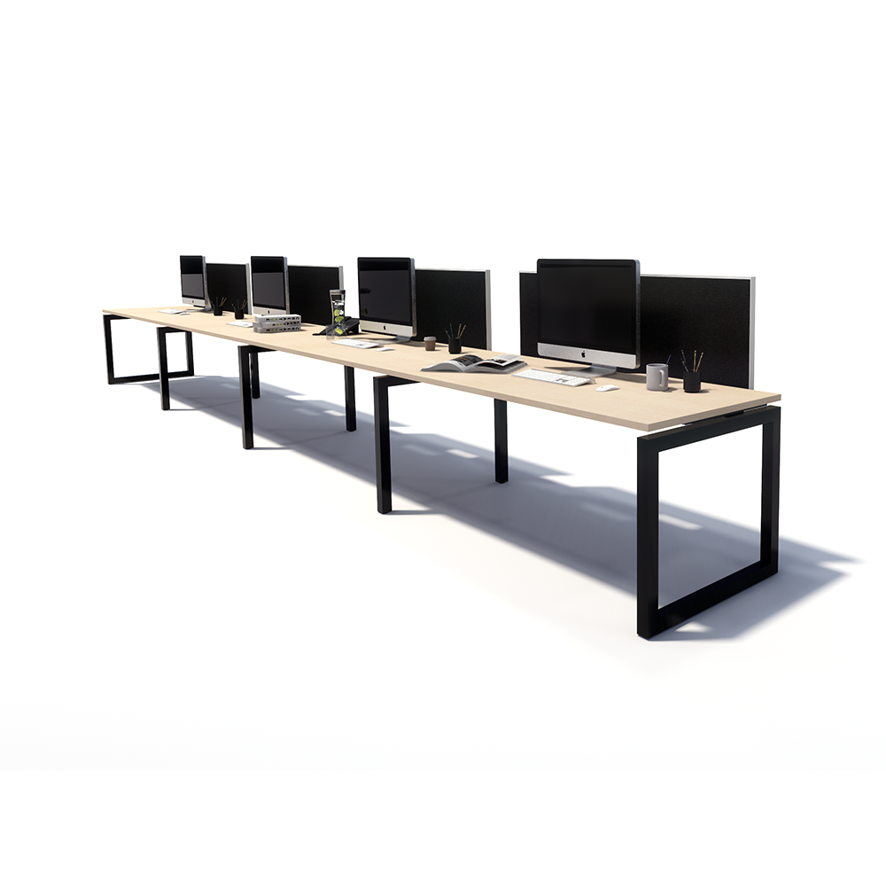 Gen O 4 Person Side by Side Black Frame Workstation