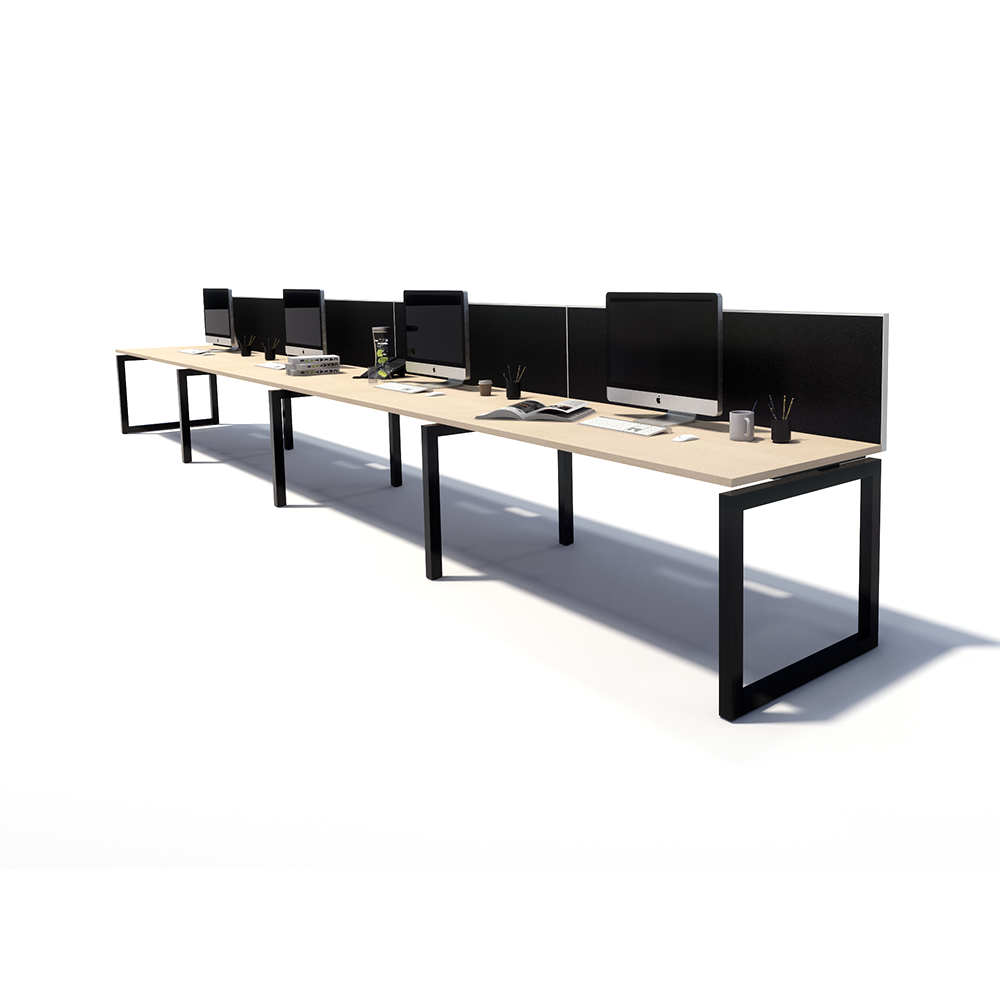 Gen O 4 Person Side by Side Black Frame Workstation