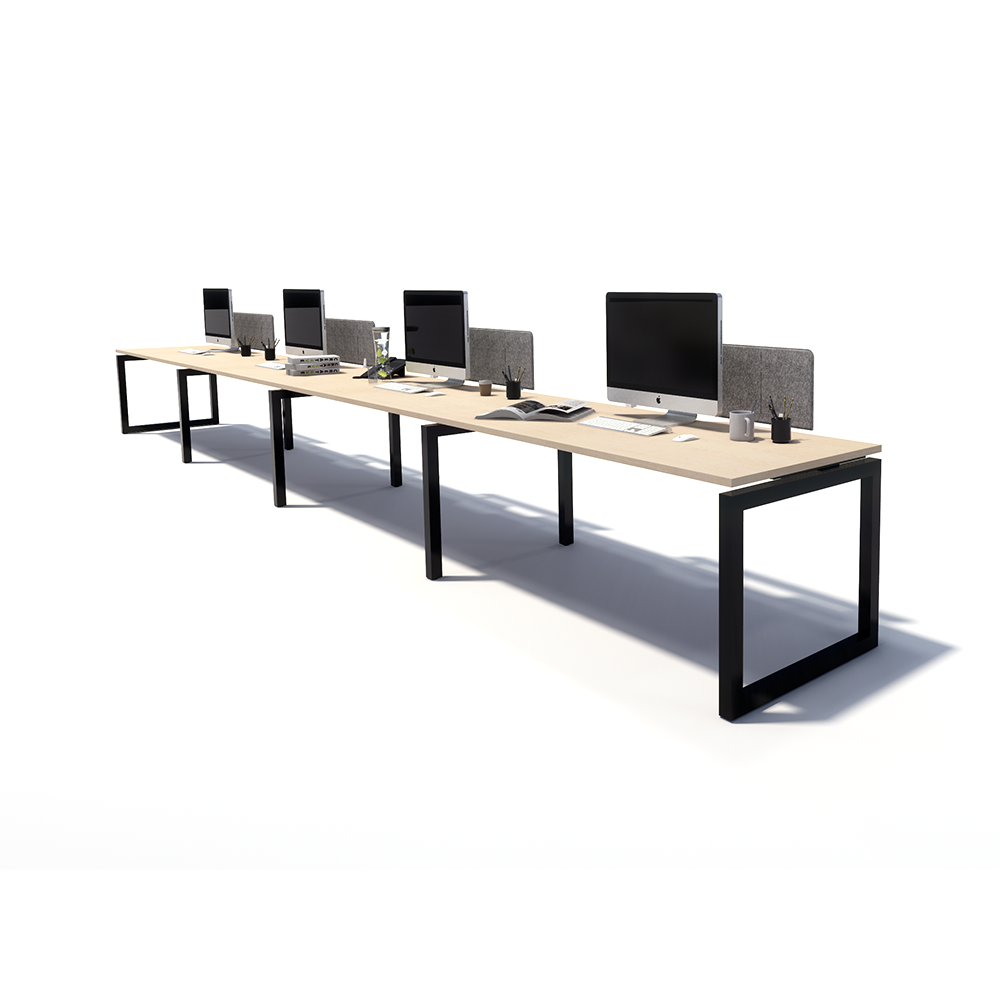 Gen O 4 Person Side by Side Black Frame Workstation