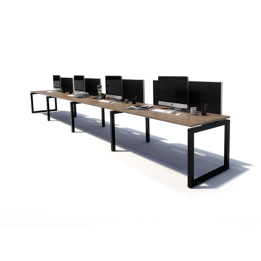 Gen O 4 Person Side by Side Black Frame Workstation