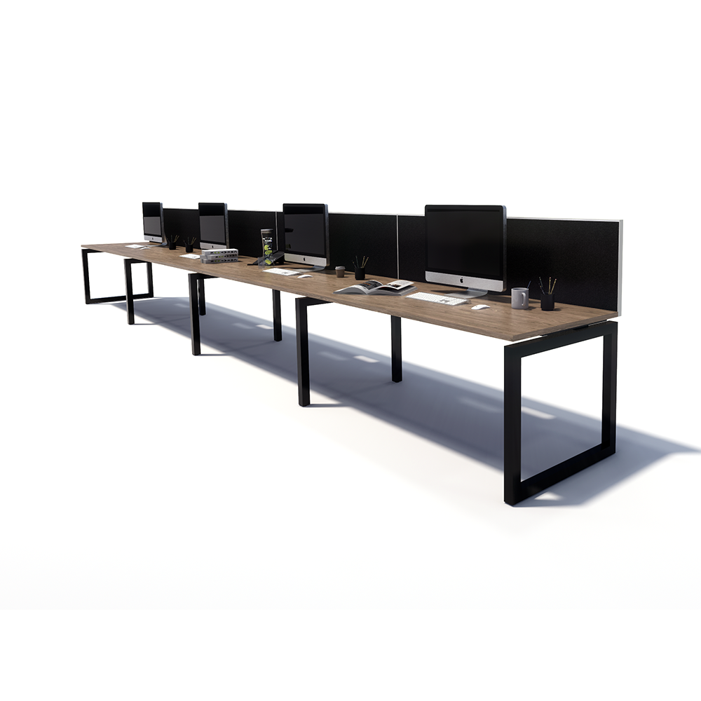 Gen O 4 Person Side by Side Black Frame Workstation