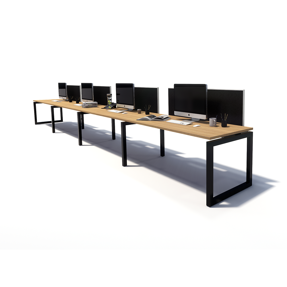 Gen O 4 Person Side by Side Black Frame Workstation