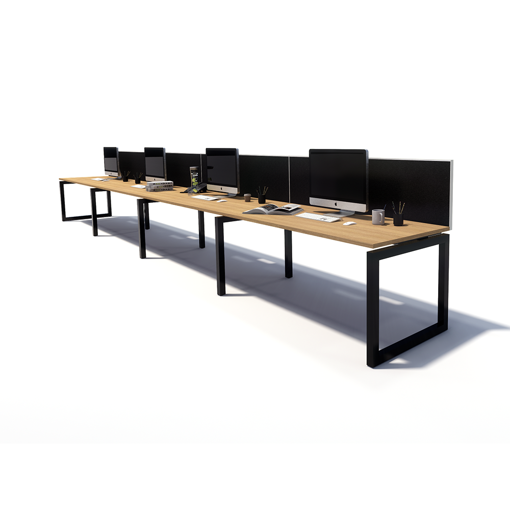 Gen O 4 Person Side by Side Black Frame Workstation